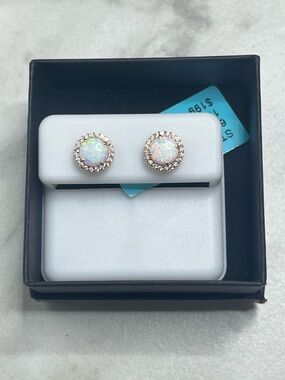 🆕 6mm Opal, 14k Gold over Sterling & 1.76 ctwt Moissanite Earrings $199 retail